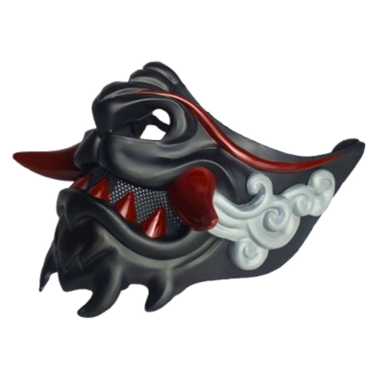Máscara Fantasia Samurai Dragão Japonês Guerreiro Meio Face Preto Máscara Fantasia Samurai Dragão Japonês Guerreiro Meio Face Preto